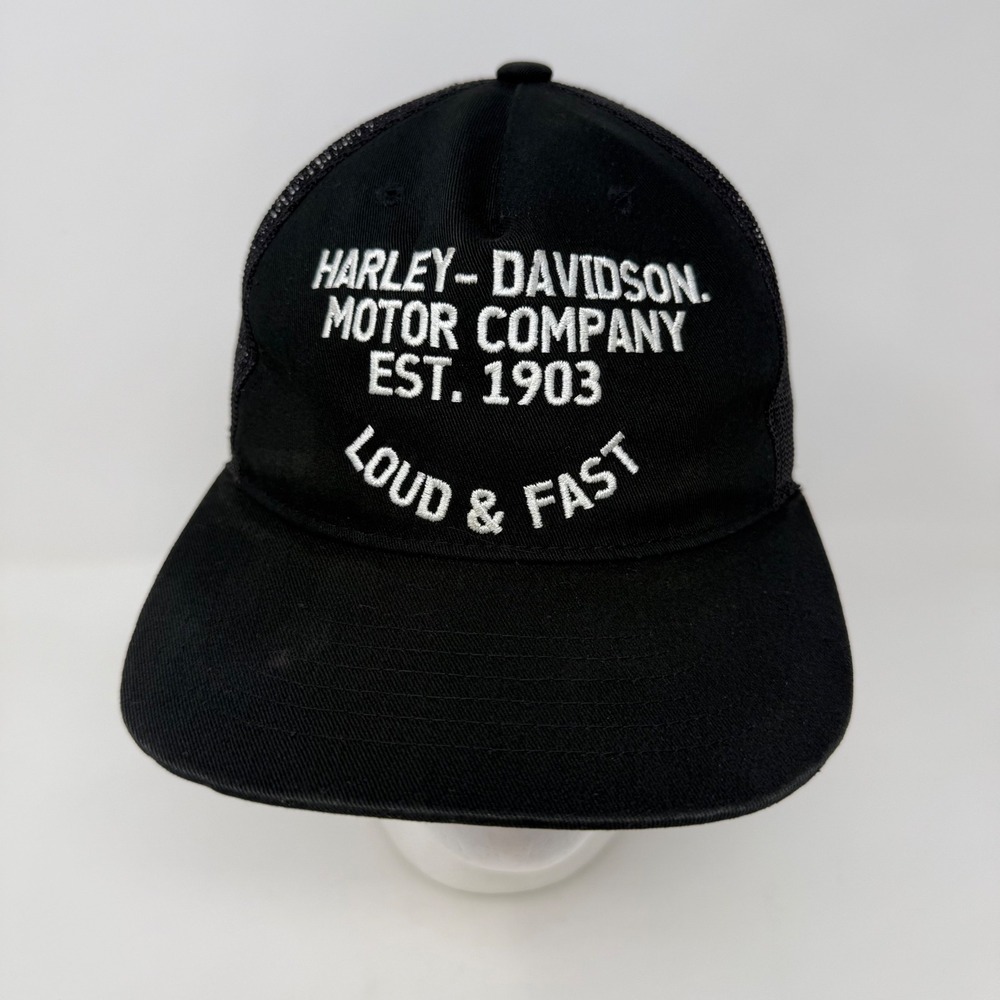 Harley-Davidson Mens Black Loud & Fast Trucker Snapback Hat 99468-19VM OSFM